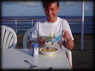 Very strong winds whilst sailing to Vancouver meant 'breakfast on deck' was difficult